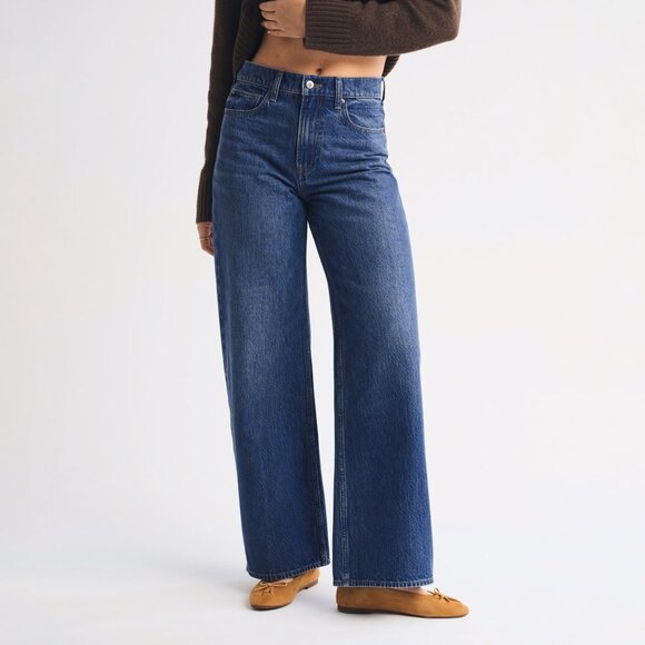 Abercrombie & Fitch Denim - Abercrombie High Rise Wide Leg Jeans Medium Dark Size 27 NEW NWT